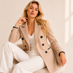Sobretudo Feminino Bege Elegante de Alfaiataria | VIYA