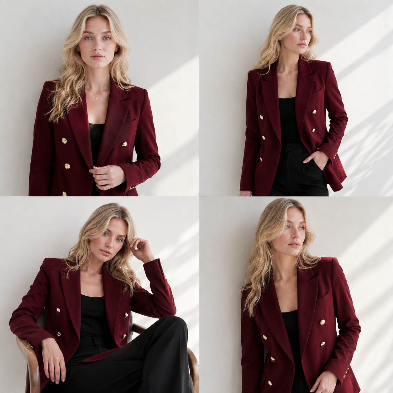 Blazer Feminino Vinho com Botões Dourados | VIYA
