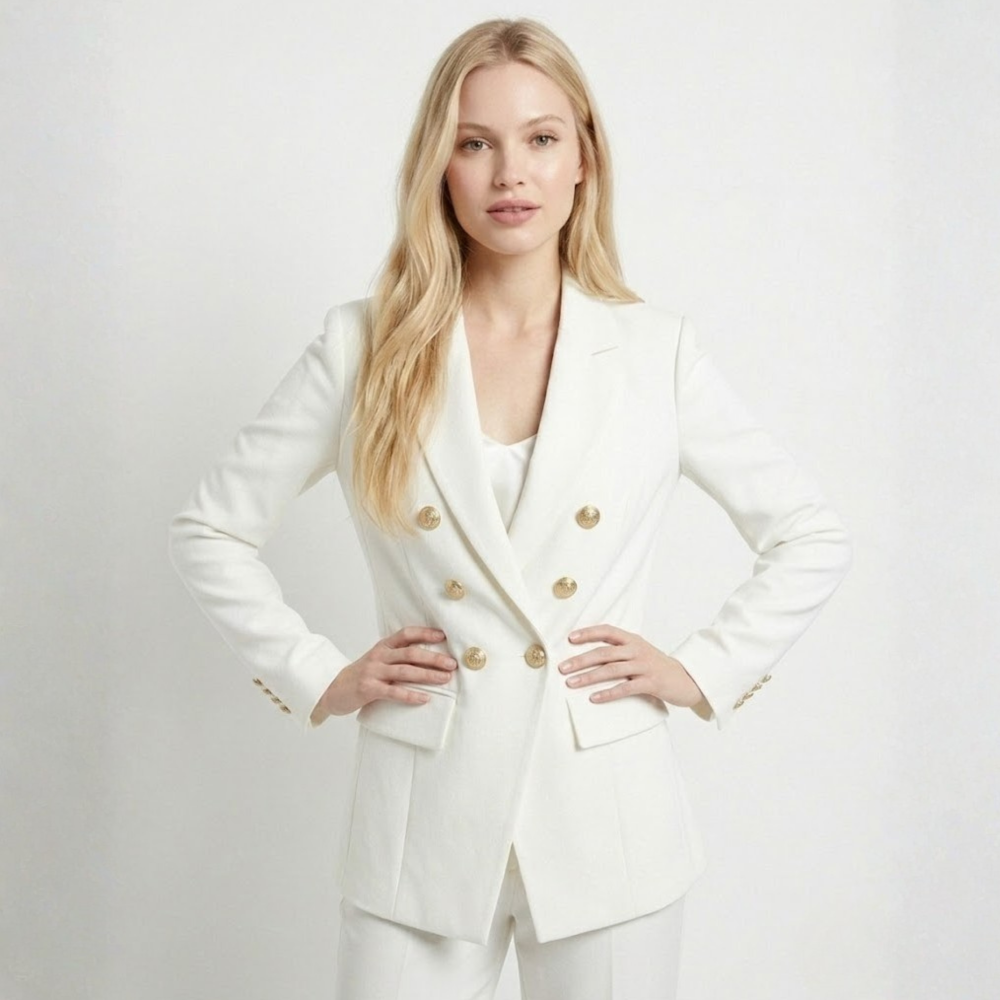 Blazer Feminino Off White com Botões Dourados | VIYA