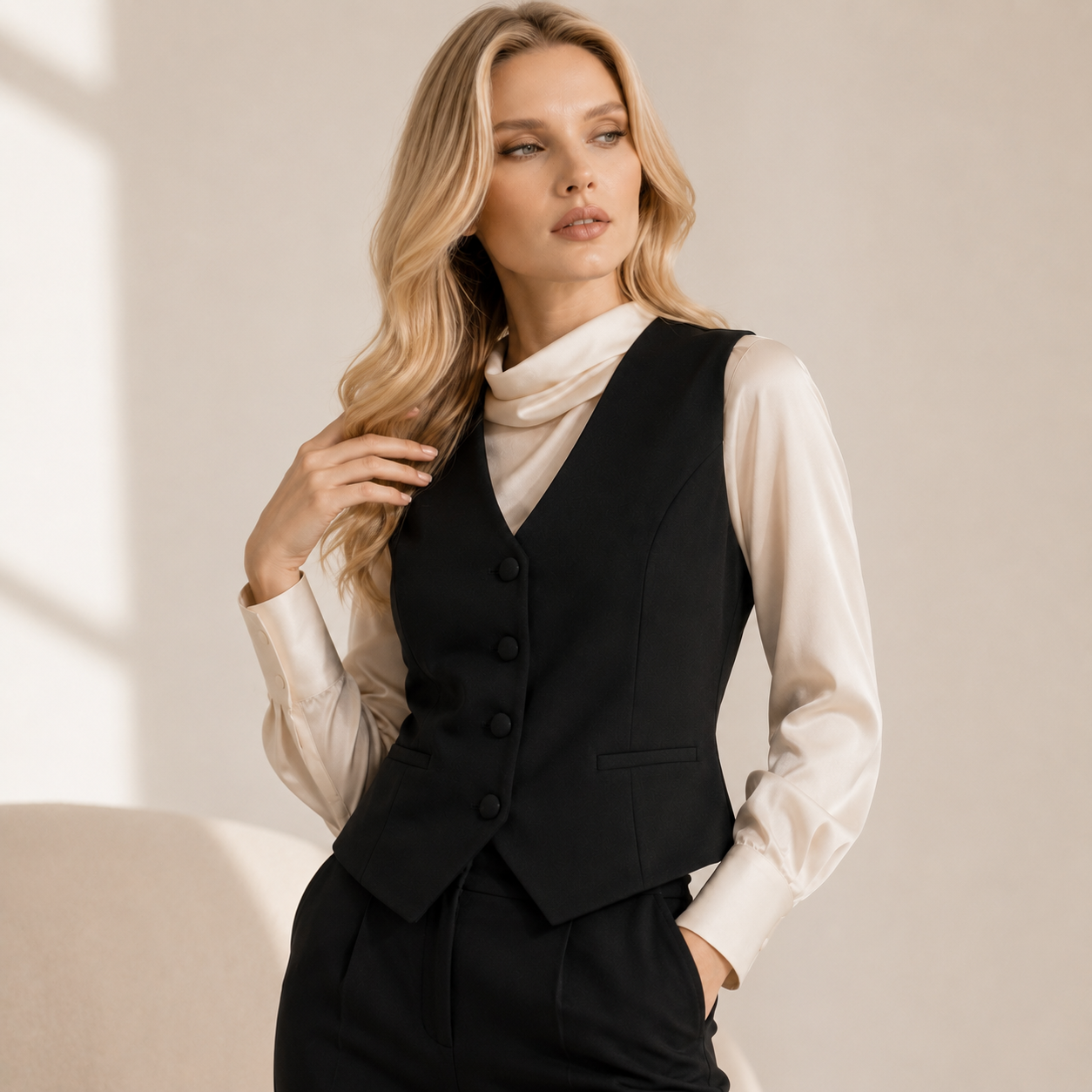 Colete Feminino de Alfaiataria Preto Elegante | VIYA