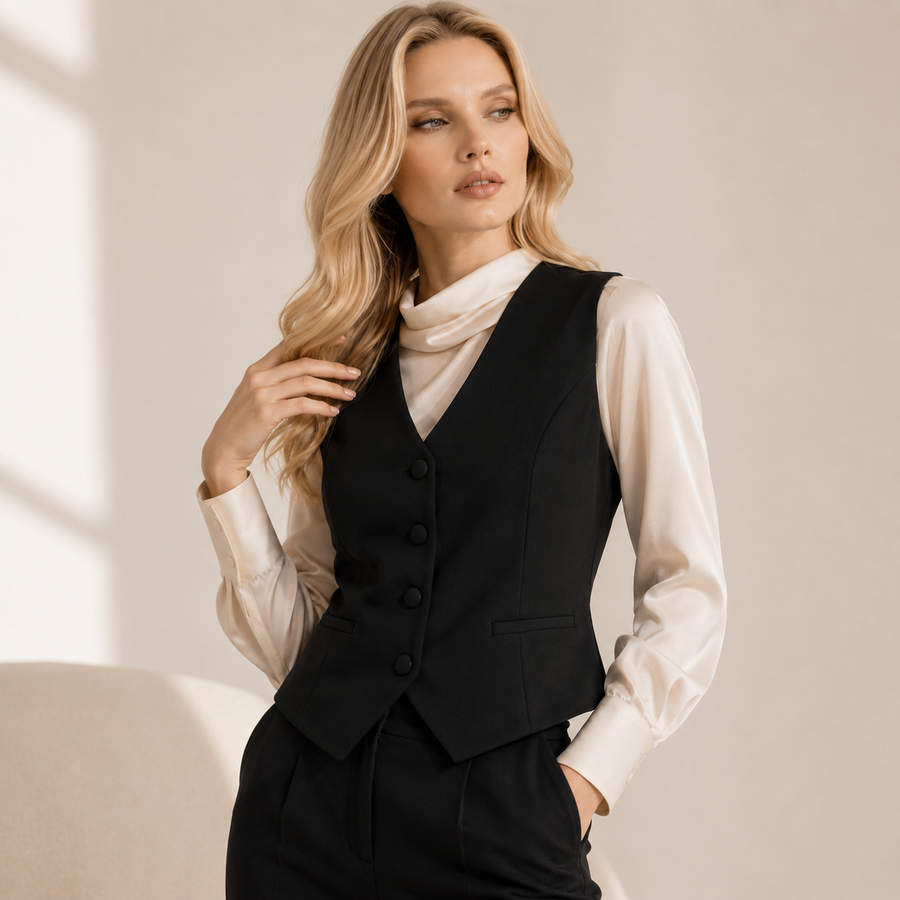 Colete Feminino de Alfaiataria Preto Elegante | VIYA