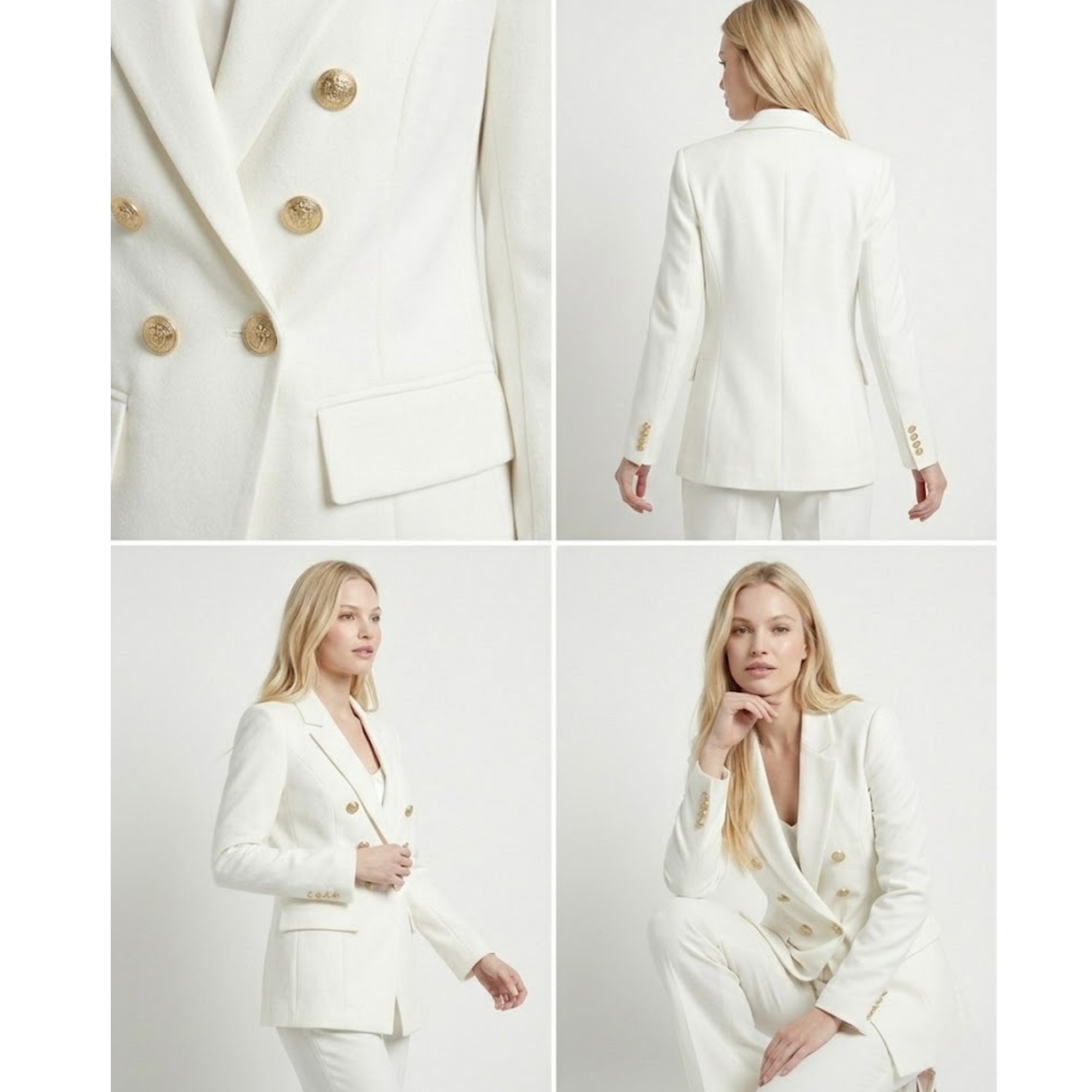 Blazer Feminino Off White com Botões Dourados | VIYA