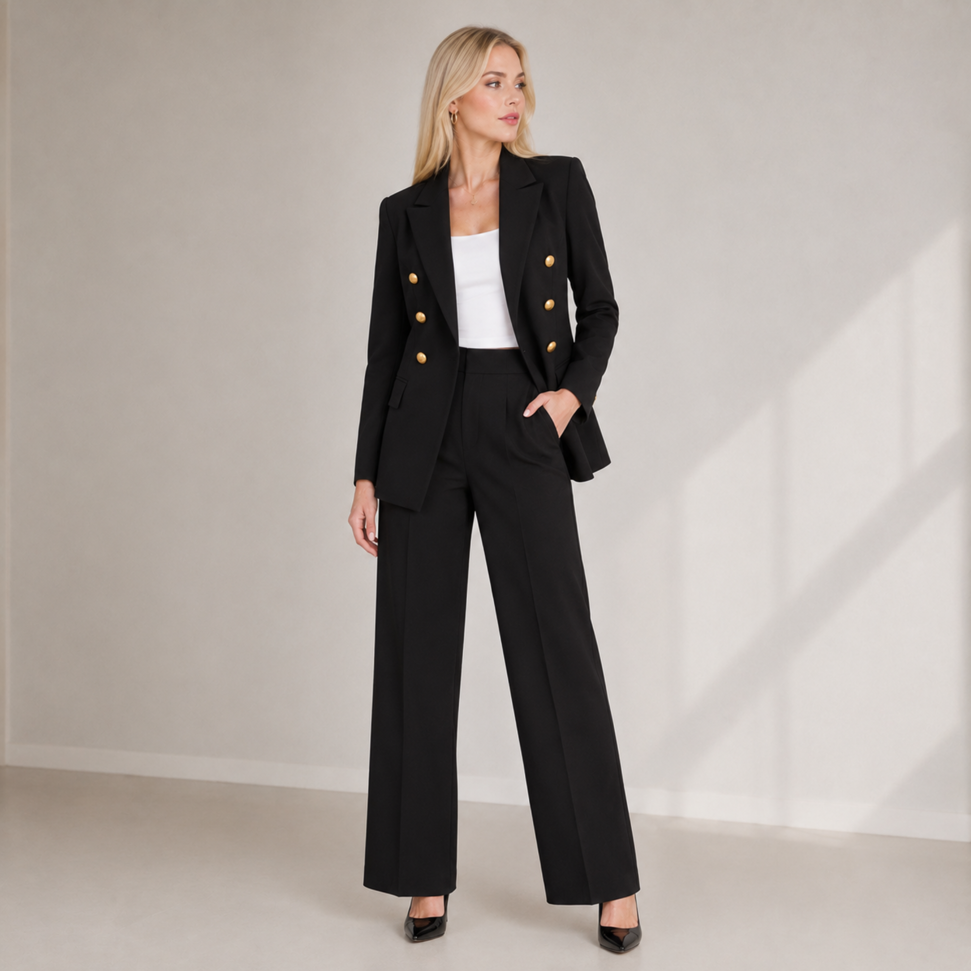 Blazer Feminino Preto Elegante de Alfaiataria | VIYA
