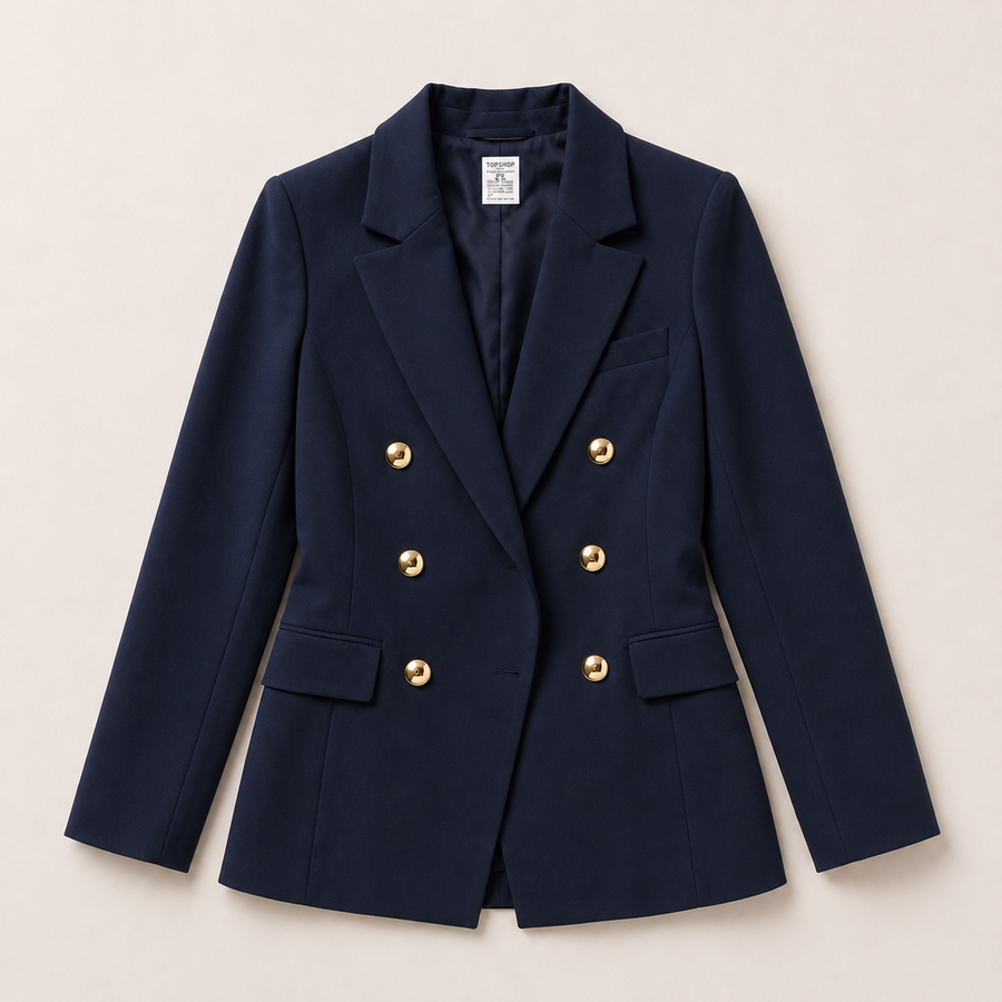Blazer Feminino Azul Marinho com Botões Dourados | VIYA