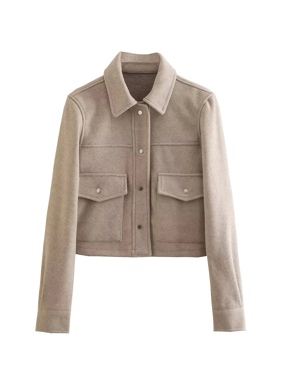 Hh jaquetas para mulheres outono moda sólida bolsos frontais botão manga longa jaqueta elegante mulher casual outerwear casaco