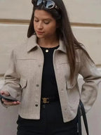 Hh jaquetas para mulheres outono moda sólida bolsos frontais botão manga longa jaqueta elegante mulher casual outerwear casaco