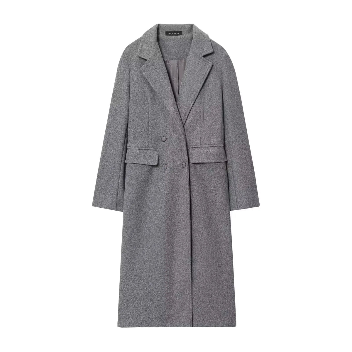 HH Moda Feminina Casaco Borgonha Duplo Breasted Manga Longa Lapela Misturas Jaqueta Outono Inverno High Street Outerwear
