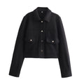 Hh jaquetas para mulheres outono moda sólida bolsos frontais botão manga longa jaqueta elegante mulher casual outerwear casaco