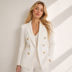 Blazer Feminino Off White com Botões Dourados | VIYA