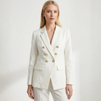 Blazer Feminino Off White com Botões Dourados | VIYA