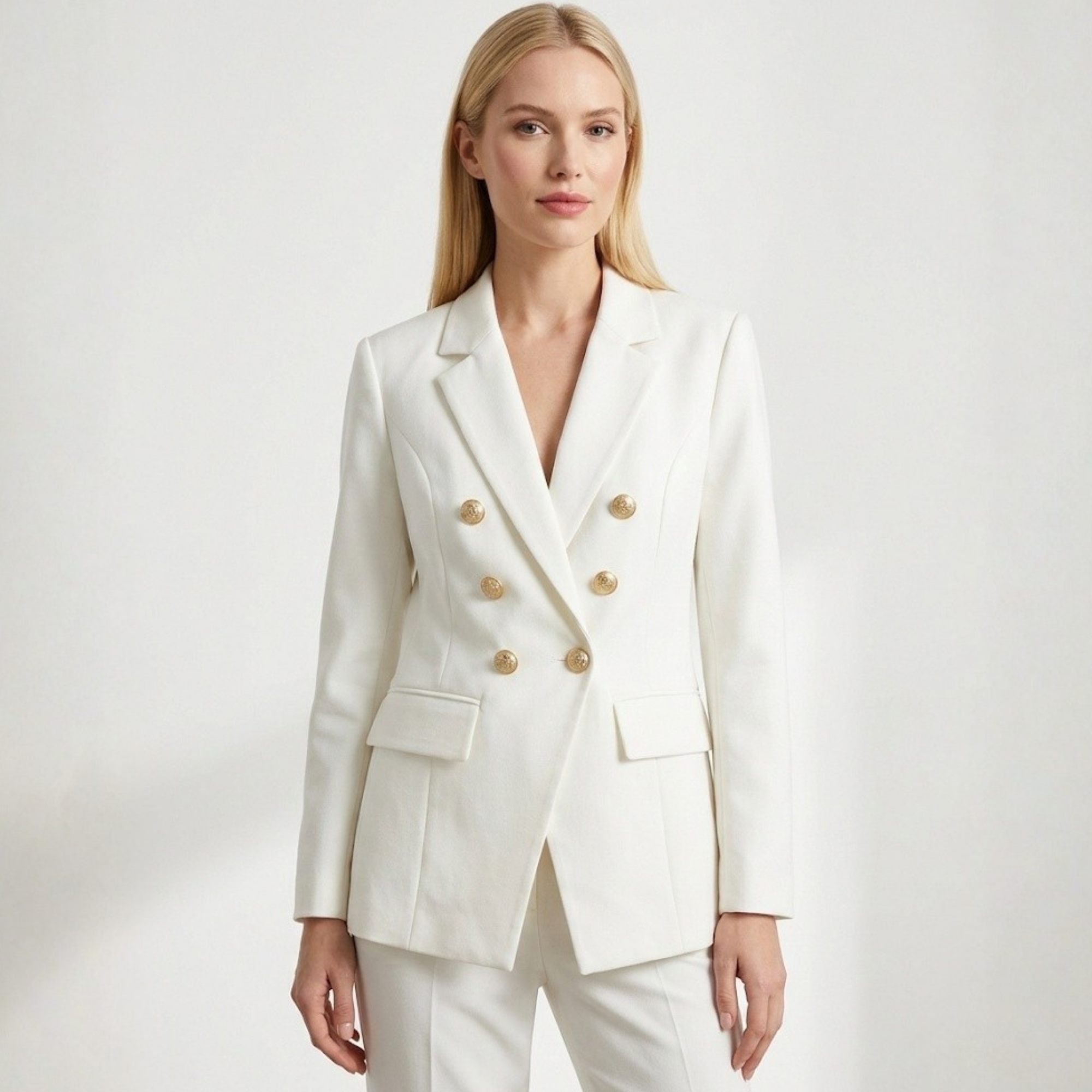 Blazer Feminino Off White com Botões Dourados | VIYA