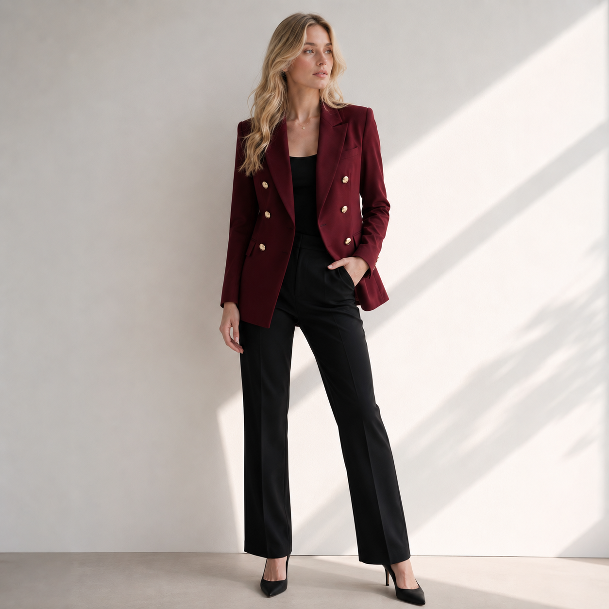 Blazer Feminino Vinho com Botões Dourados | VIYA