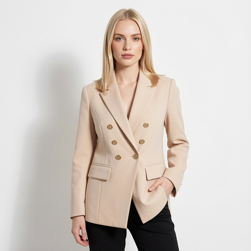 Blazer Feminino Bege com Botões Dourados | VIYA