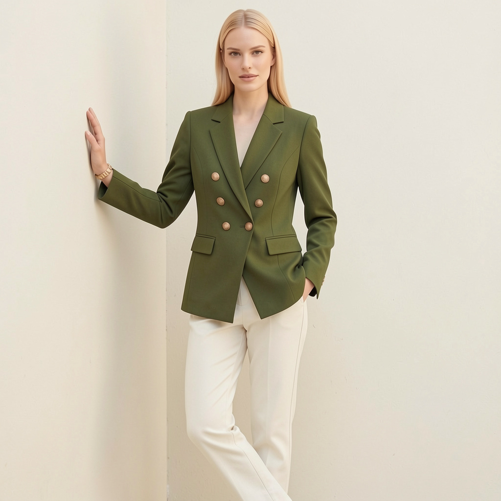 Blazer Feminino Verde Militar com Botões Dourados | VIYA
