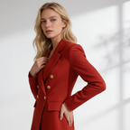 Blazer Feminino Vermelho com Botões Dourados | VIYA
