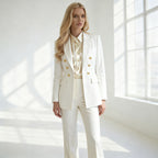 Blazer Feminino Off White com Botões Dourados | VIYA