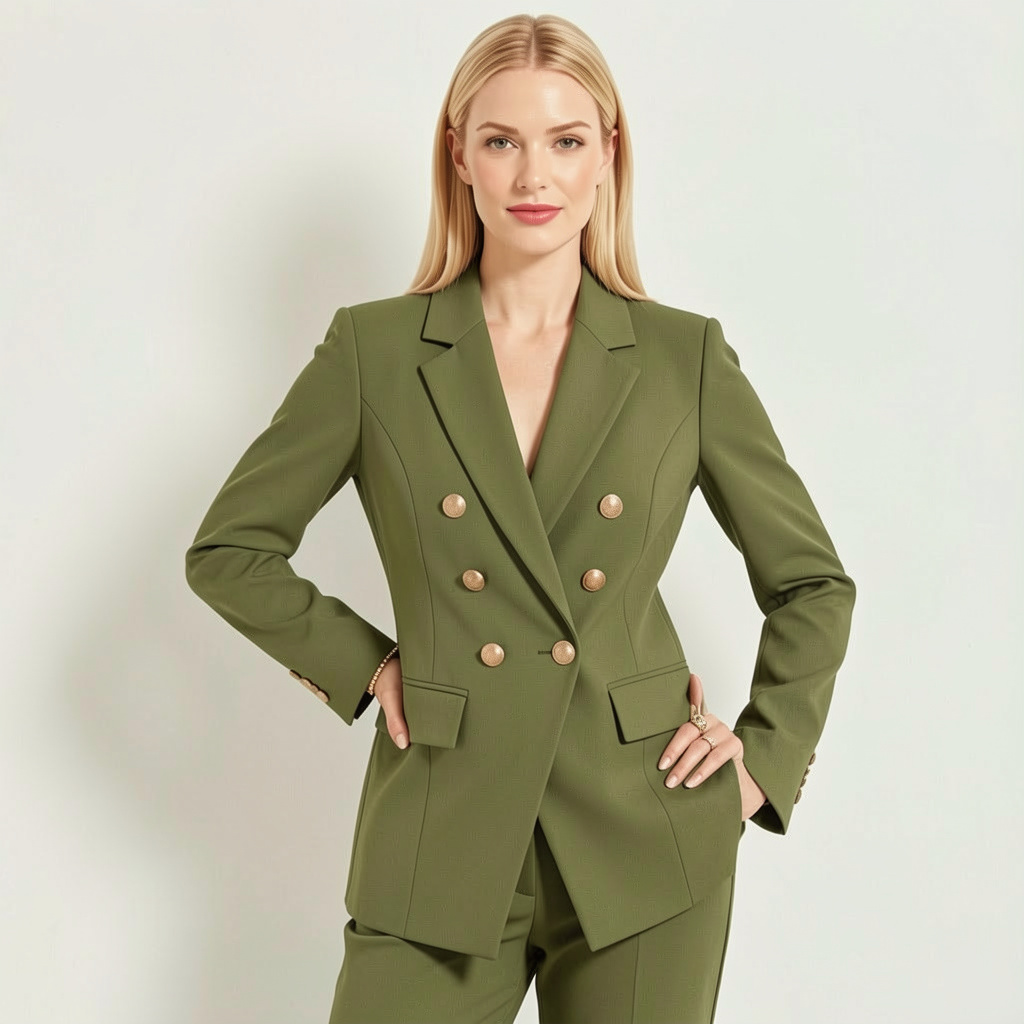Blazer Feminino Verde Militar com Botões Dourados | VIYA