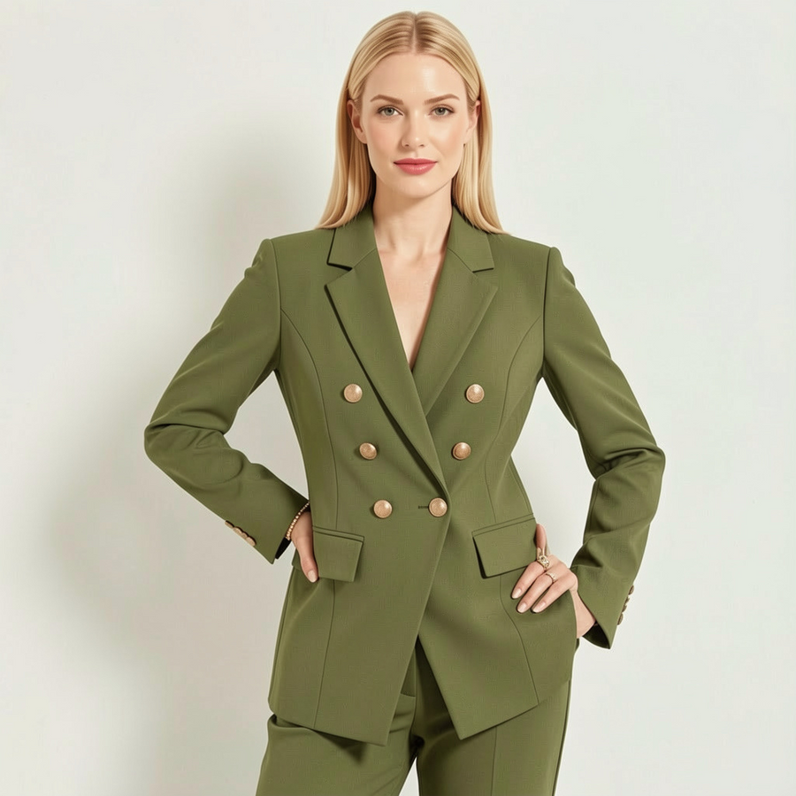 Blazer Feminino Verde Militar com Botões Dourados | VIYA