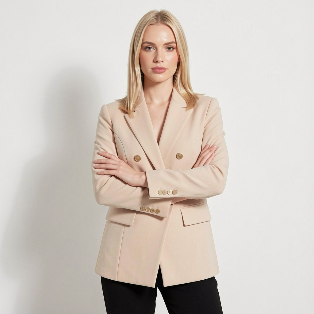 Blazer Feminino Bege com Botões Dourados | VIYA