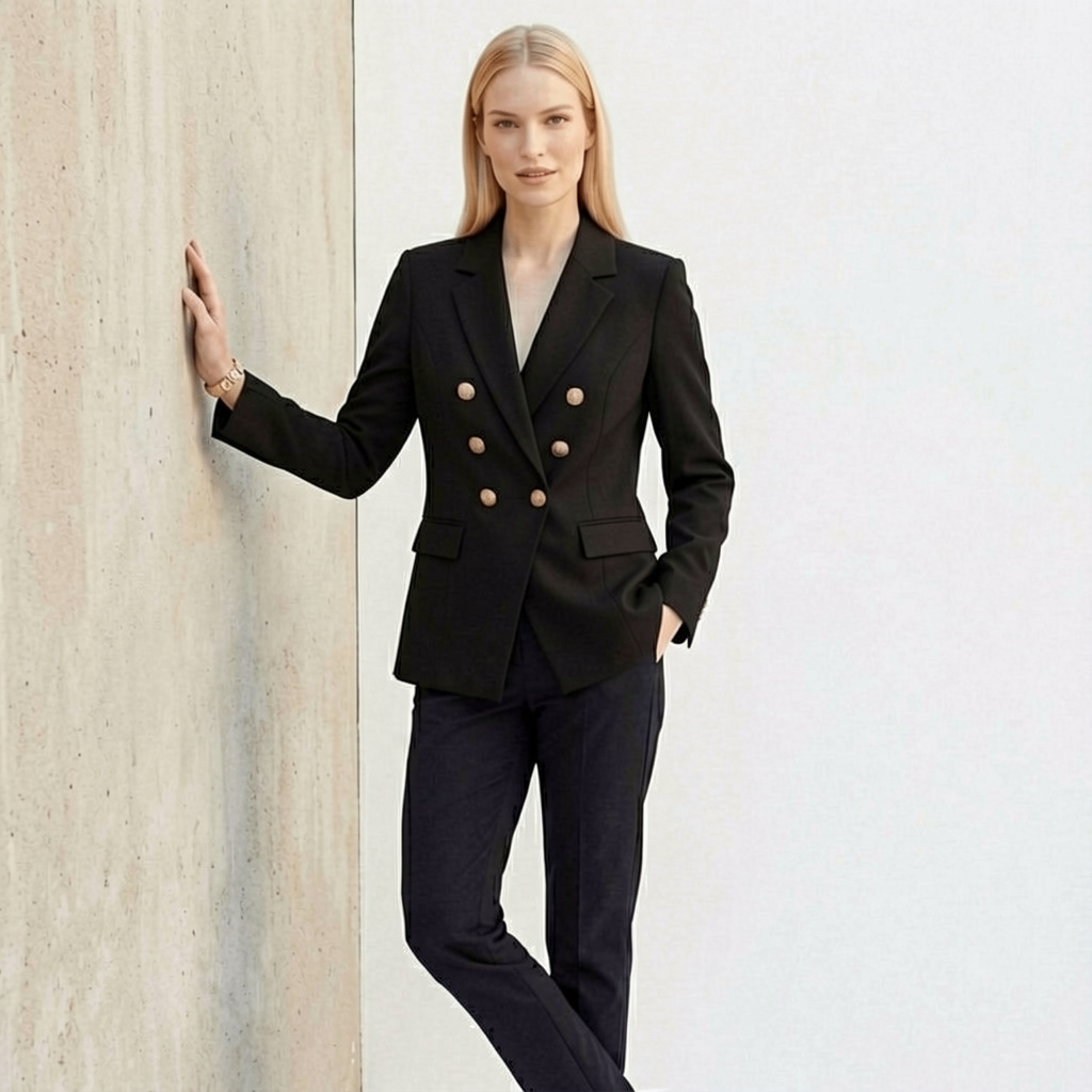 Blazer Feminino Preto com Botões Dourados | VIYA