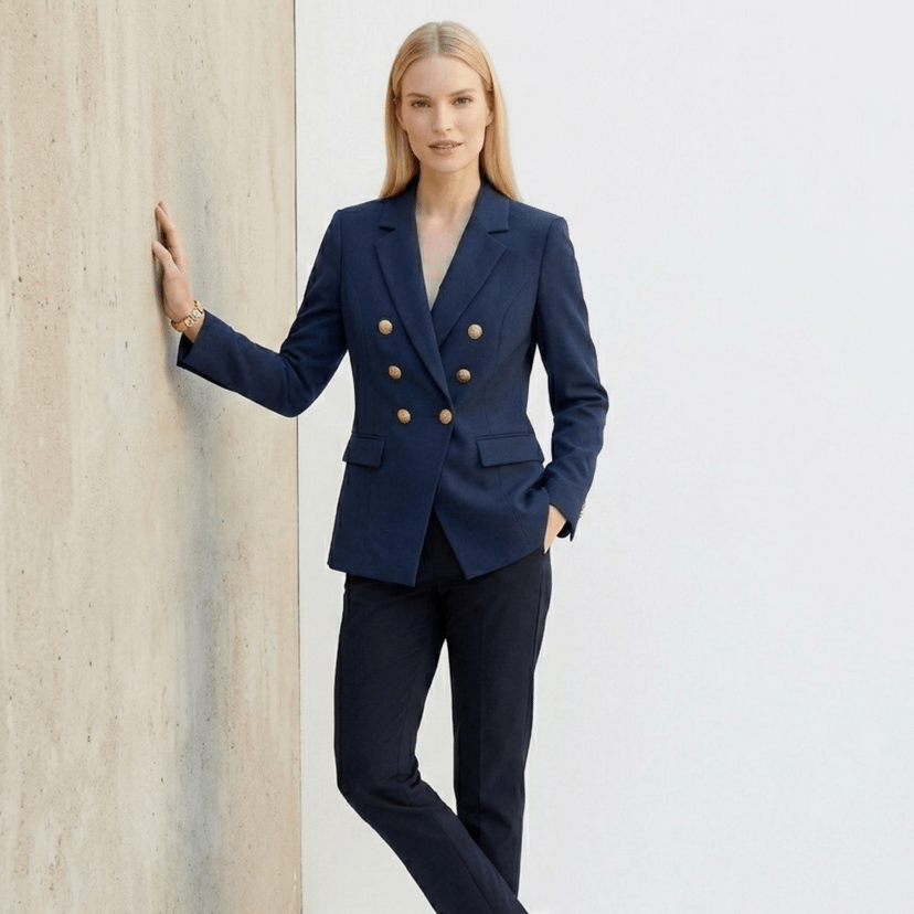 Blazer Feminino Azul Marinho com Botões Dourados | VIYA