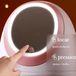 Organizador porta maquiagem removível com gavetas espelho led Rosa - viya-stores