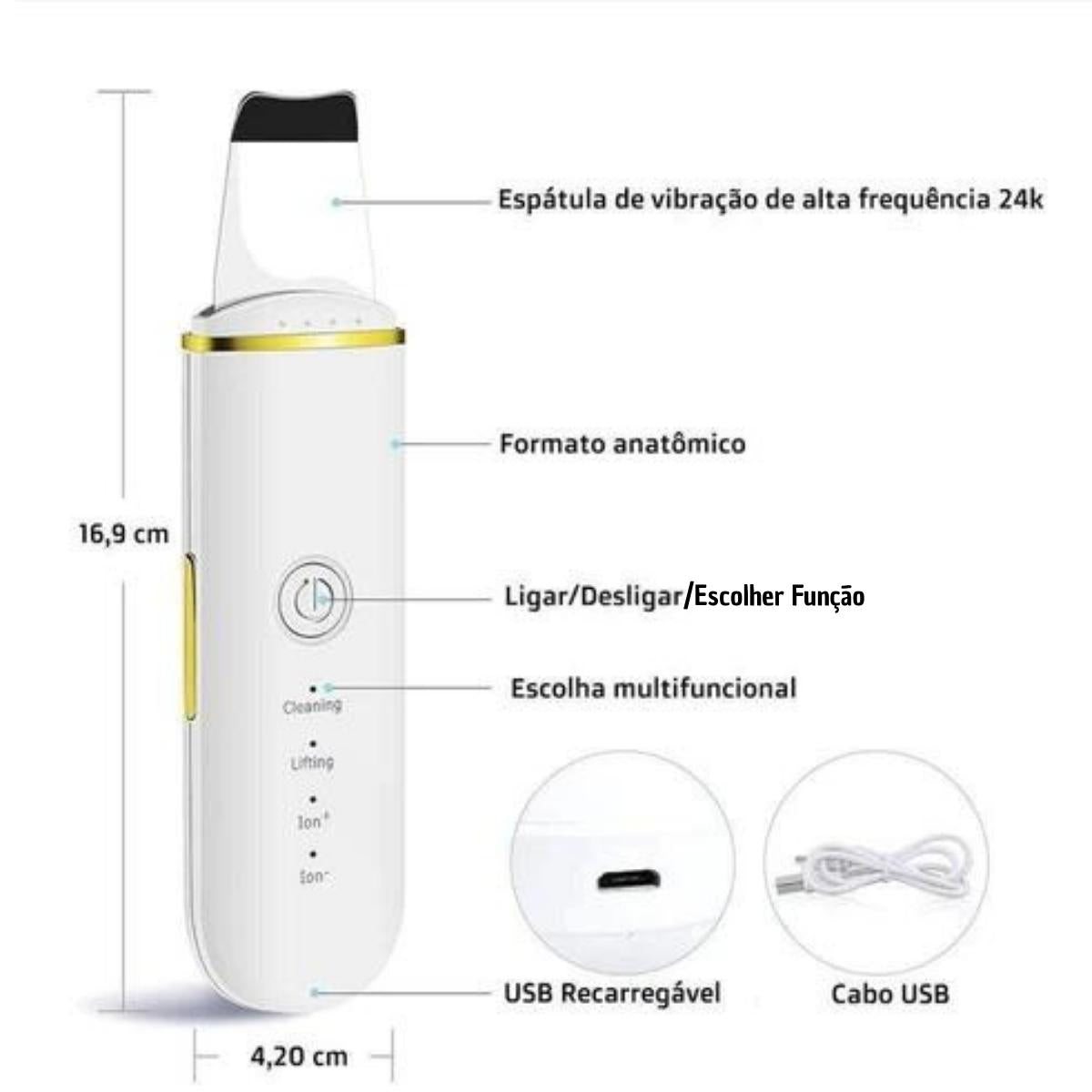 Aparelho Peeling Ultrassônico Limpeza Facial – Pele Radiante - viya-stores