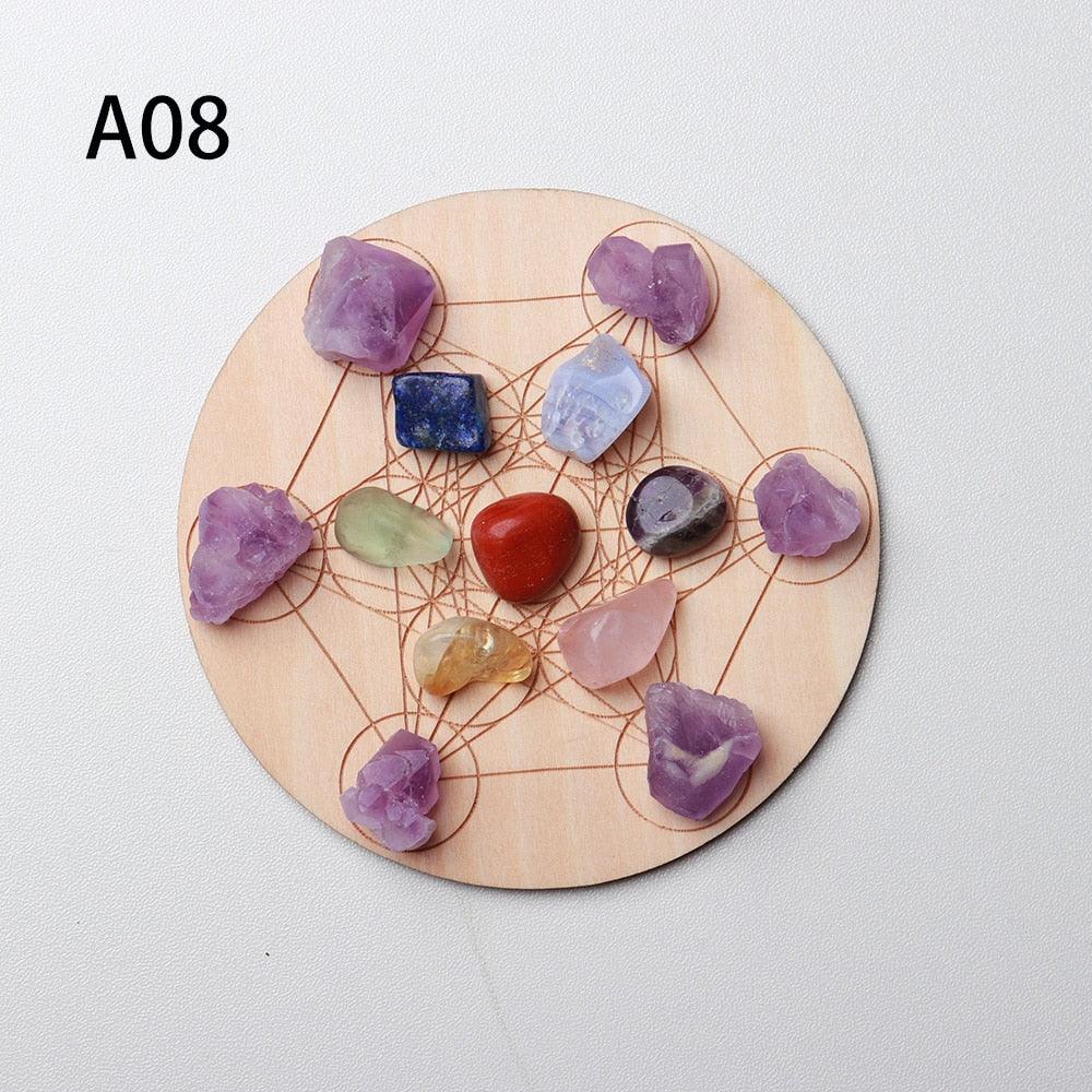 Equilíbrio e cura chakra- Peça de madeira com as 7 pedras chakra - viya-stores