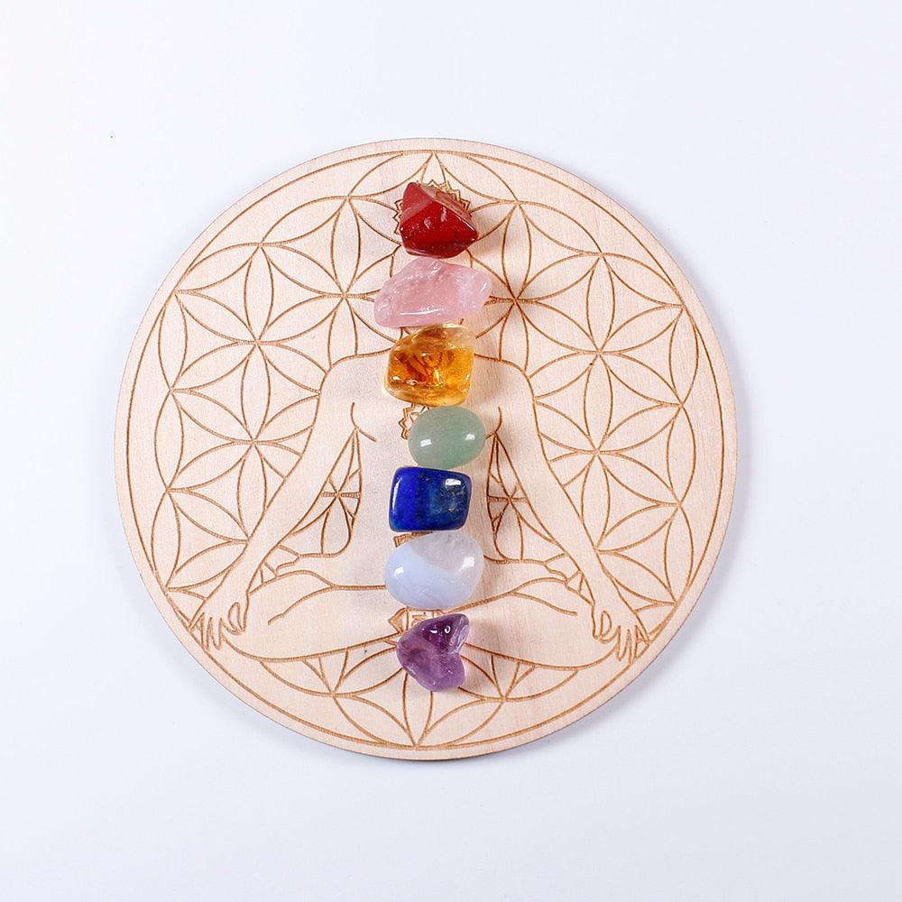 Equilíbrio e cura chakra- Peça de madeira com as 7 pedras chakra - viya-stores