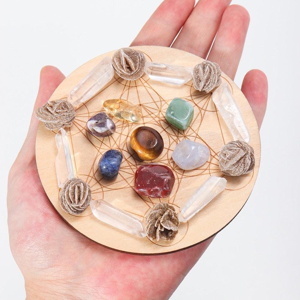 Equilíbrio e cura chakra- Peça de madeira com as 7 pedras chakra - viya-stores