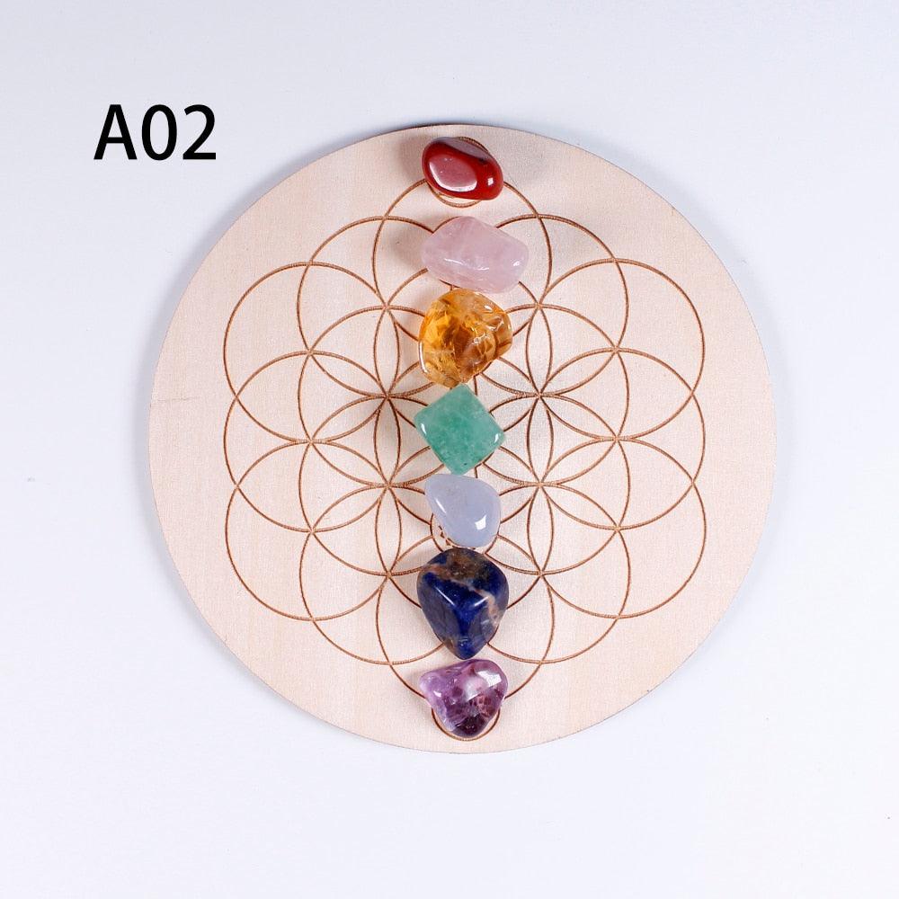 Equilíbrio e cura chakra- Peça de madeira com as 7 pedras chakra - viya-stores