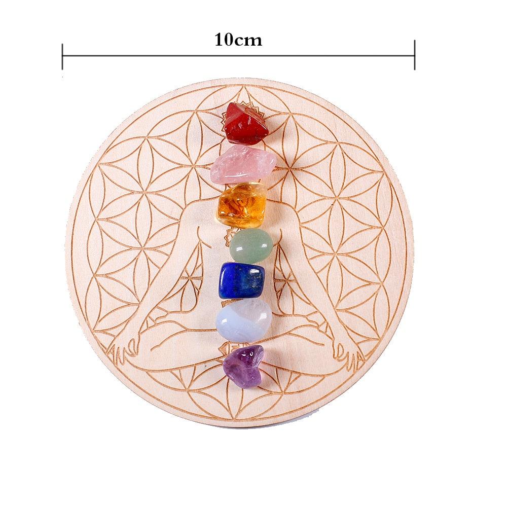 Equilíbrio e cura chakra- Peça de madeira com as 7 pedras chakra - viya-stores