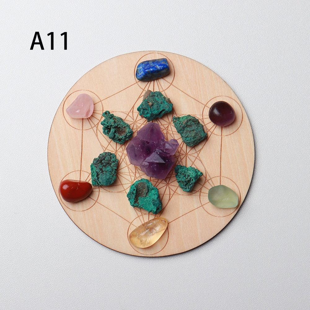 Equilíbrio e cura chakra- Peça de madeira com as 7 pedras chakra - viya-stores