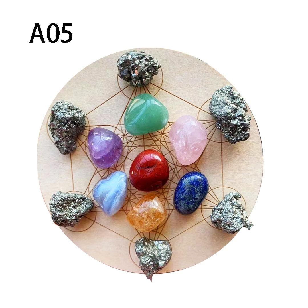 Equilíbrio e cura chakra- Peça de madeira com as 7 pedras chakra - viya-stores