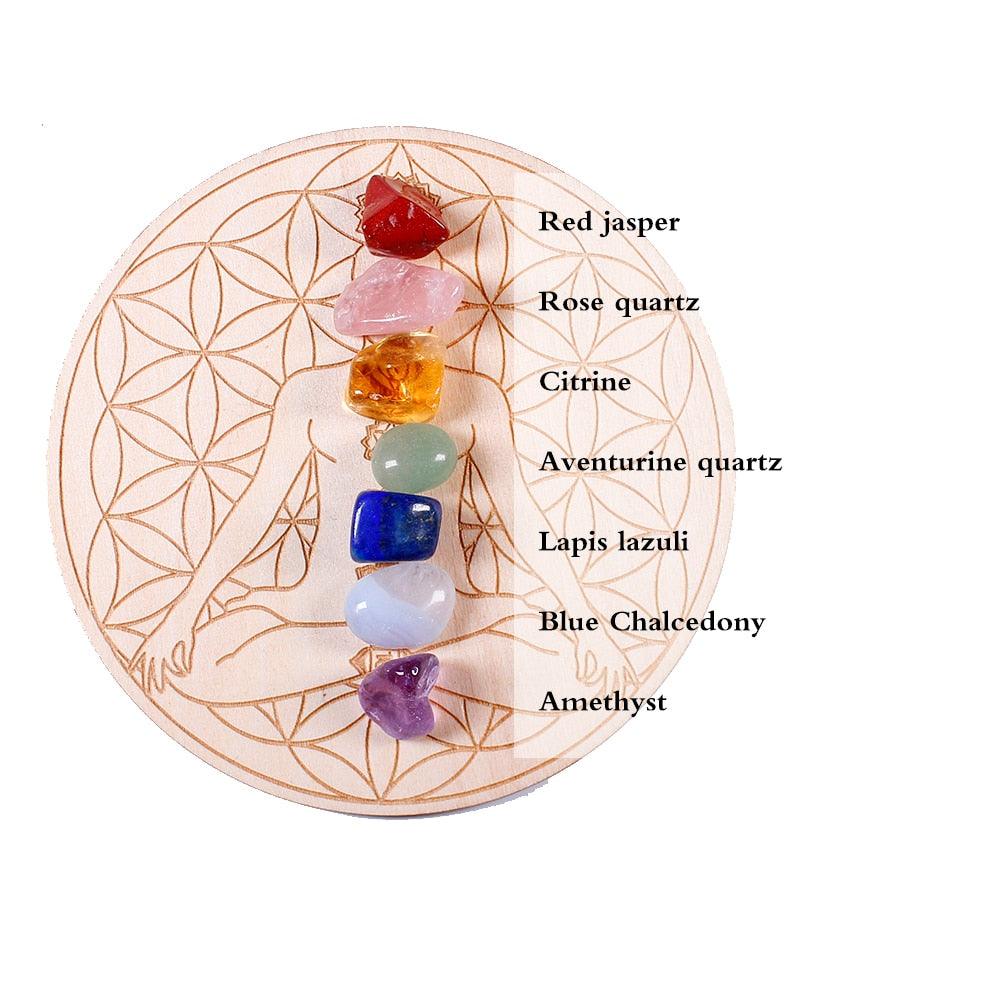 Equilíbrio e cura chakra- Peça de madeira com as 7 pedras chakra - viya-stores