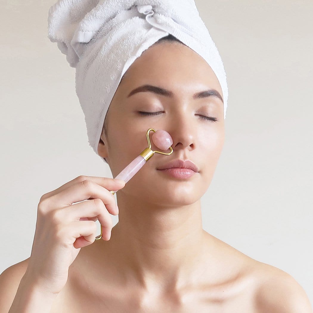 Kit Massagem Facial de Quartzo Rosa DUO - viya-stores