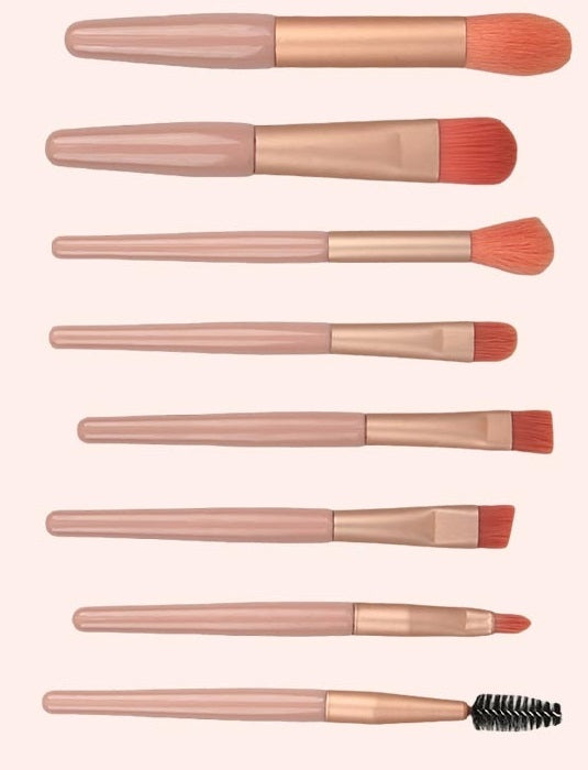Kit com 8 Pincéis Para Maquiagem + Estojo em Couro - viya-stores