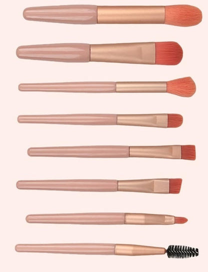 Kit com 8 Pincéis Para Maquiagem + Estojo em Couro - viya-stores